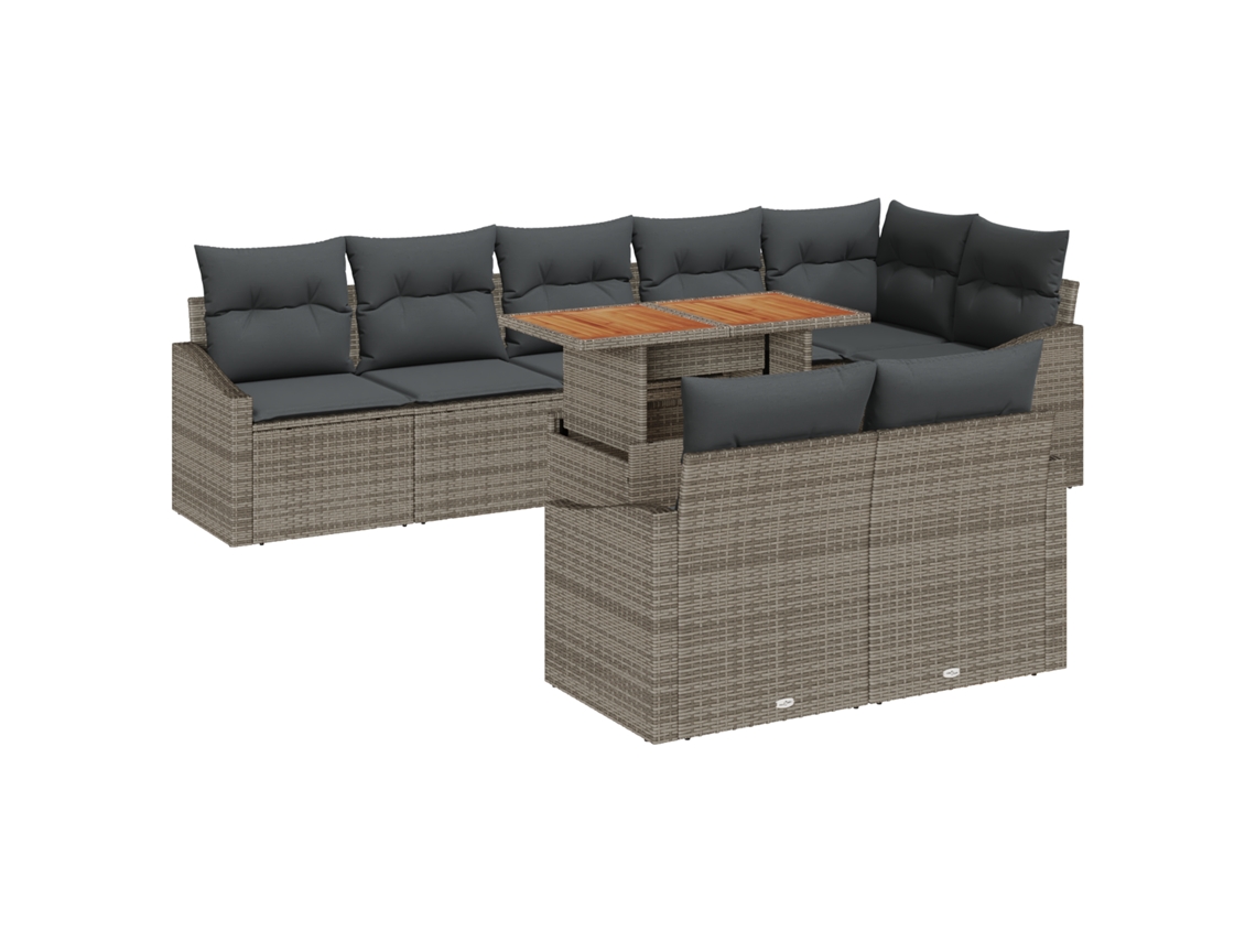 Conjunto 9 Sofá De Jardim Vidaxl Cinzento Vime Pe (100 X 55 X 73 Cm)