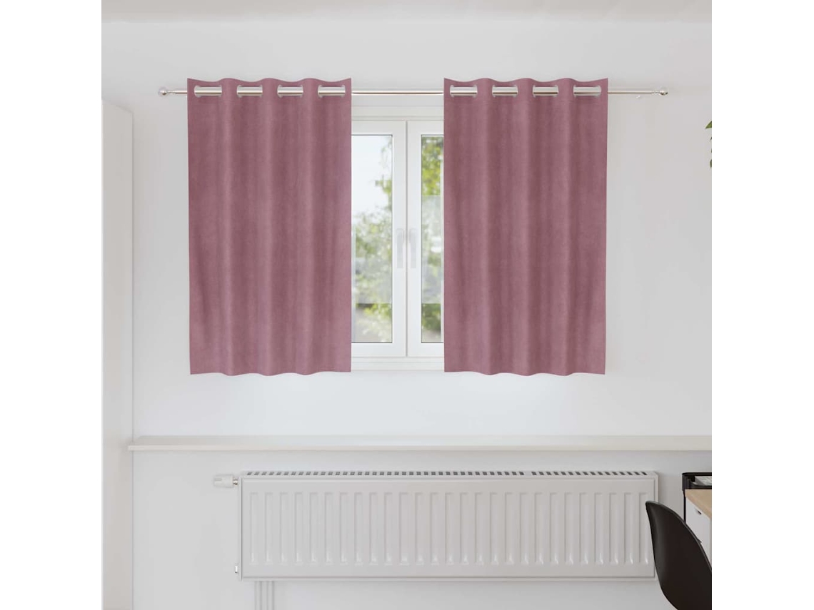 Vidaxl Cortinas Opacas 2 Unid. Rosa Escuro 140 X 140 Cm Veludo
