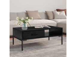 Vidaxl Mesa De Centro 90x50x35 Cm Pinho Maciço Preto