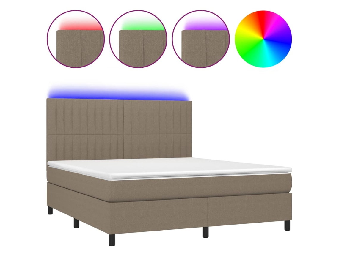 Conjunto 1 Cama Box Spring Vidaxl Marrom-acinzentado Tecido (203 X 180 X 128 Cm)