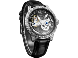 Lurelia Relógio Mecânico Masculino, Automático, Detalhes Com Strass, Pele, Vidro Mineral, Resistente À Água