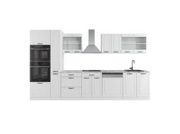 Linha de cozinha R-Line, 350 cm com armário alto, sem bancada, Country branco/branco, Vicco