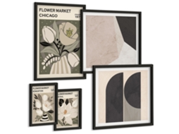 Quadros Decorativos Para Parede Inspiração Abstrata De Montanha Moldura Preta Pinturas De Quarto Espelharte (conjunto De 5 Imagens)