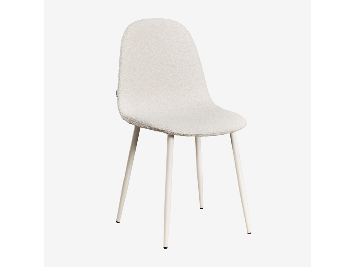 Sklum Pack De 4 Cadeiras De Jantar Glamm Poliéster     Beige Creme                  Caracóis Blanco                               Bouclé