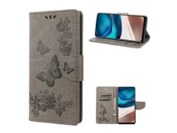 Capa De Couro Flip Horizontal Com Estampa De Borboleta Para Motorola Moto G42