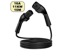 Cabo de Carregamento Carro Elétrico Tipo 2 a Tipo 2, 11kw 16a Trifásico, para Wallbox, Impermeável Ip55, 10m SZSMART