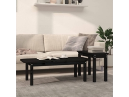 Vidaxl 2 Pcs Conjunto De Mesas De Centro Pinho Maciço Preto