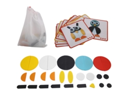 Quebra-cabeça de madeira Tangram com animais, brinquedo educativo para crianças.