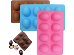 Conjunto De 3 Formas De Silicone Para Chocolate Em Formato De Ovo De Páscoa - Grandes Com 8 Cavidades Para Assar
