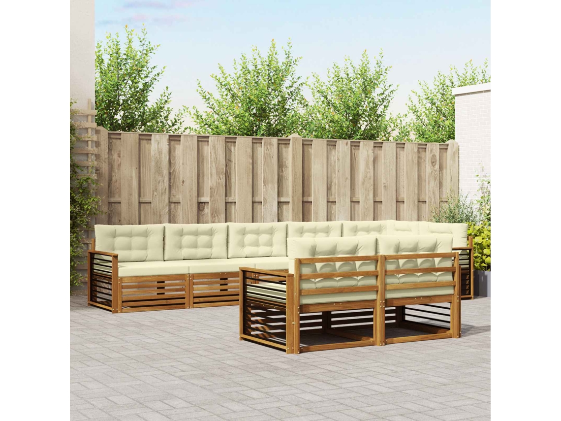 Vidaxl Conjunto De Sofás Para Exterior 8 Pcs Natural E Creme
