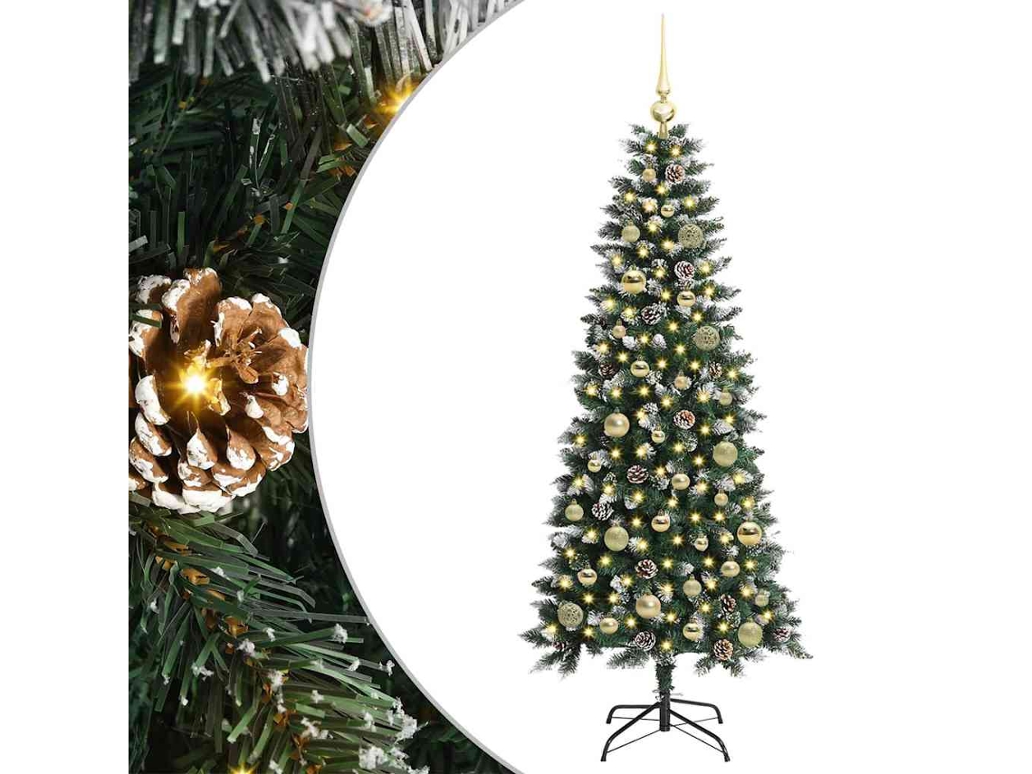 Árvore De Natal Artificial Pré Iluminada Vidaxl Verde Pvc (66 X 66 X 150 Cm)