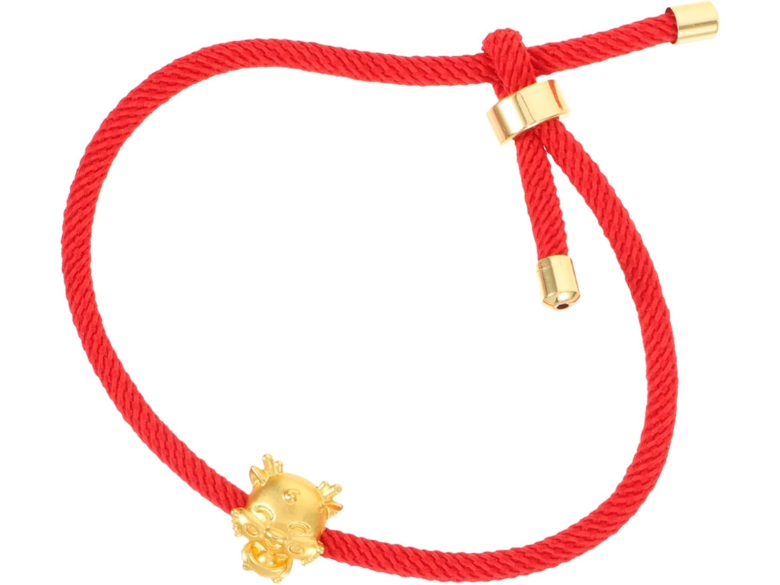 Pulseira De Cordão Vermelho Com Dragão Chinês Do Zodíaco E Símbolo De Proteção Anual.