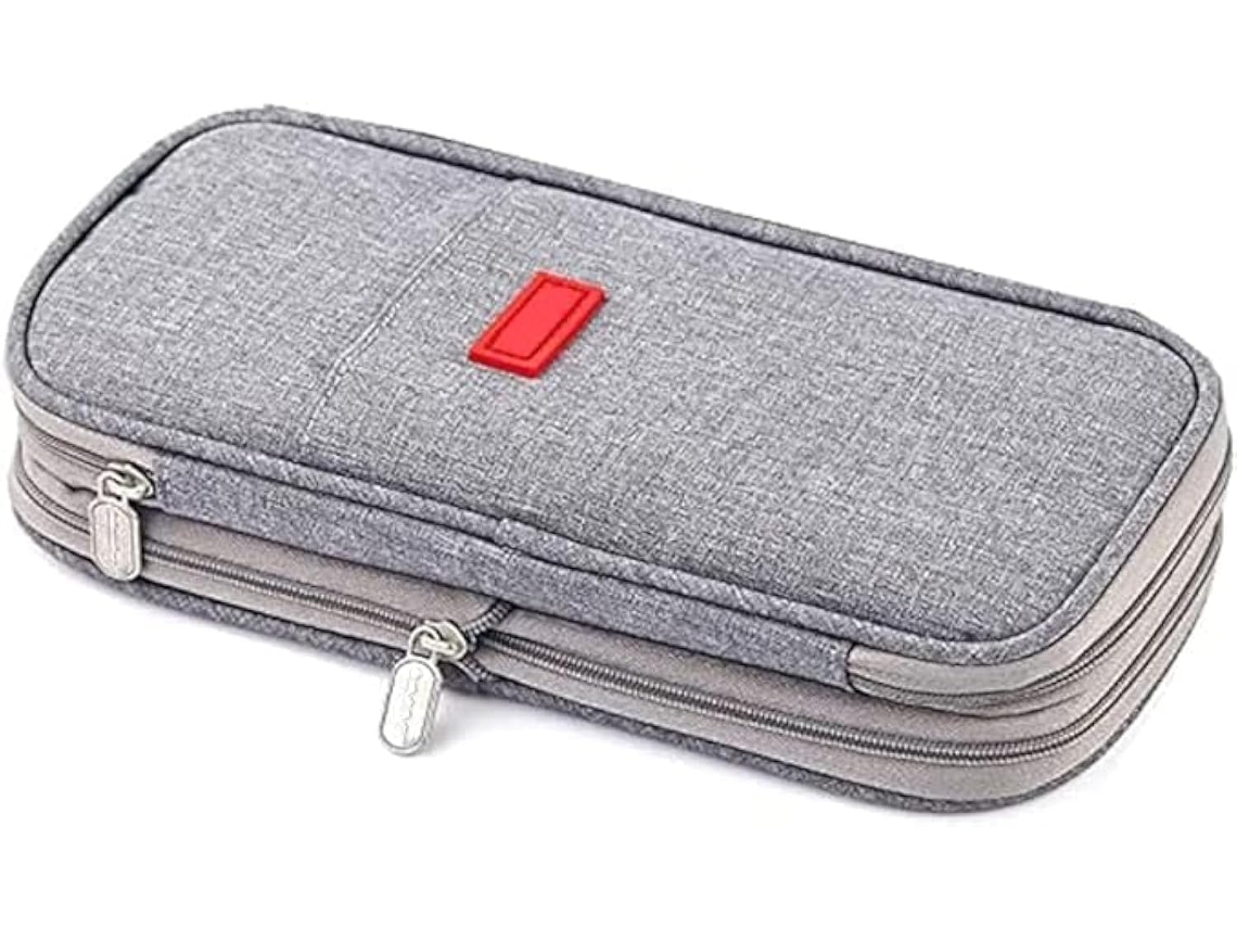 Estojo para Lápis, Grande Capacidade, com Zíper, com Bolsos, Organizador, Cinza, Multicolorido AQUAFORGE