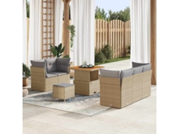 Vidaxl Conjunto De Sofá De Jardim 8 Pcs Bege E Cinzento Claro