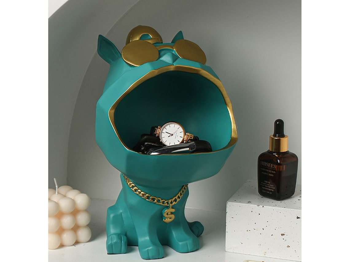 Ornamento Cachorro com Óculos Verdes Armazenagem 26x16cm