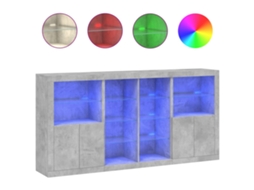 Aparador com luzes LED 202x37x100 cm Cinzento Cimento MAISON EXCLUSIVE