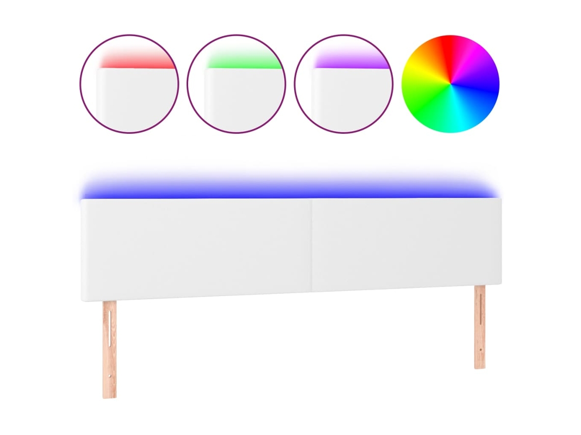 Led Headboard, Led Headboards Vidaxl Branco Couro Artificial (200 X 5 X 78/88 Cm)