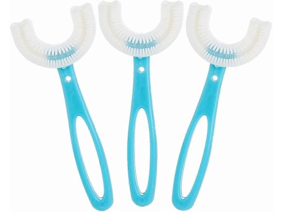 pacote Com 3 Escova De Dentes Infantil Em Formato De U Para Limpeza Completa limpeza Total Com Borrachas De Massagem