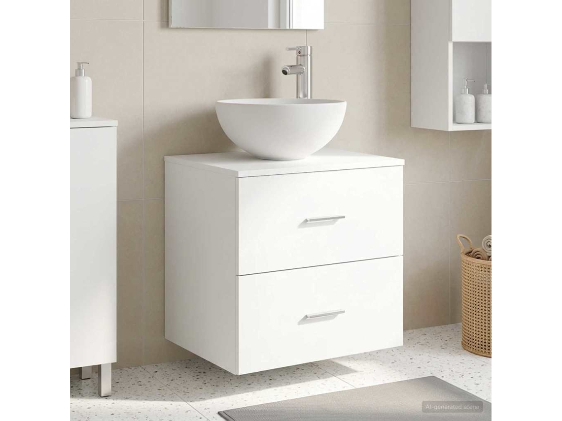 Vidaxl Vanidade Com Pia De Parede Branco 49,5 X 35 X 63 Cm