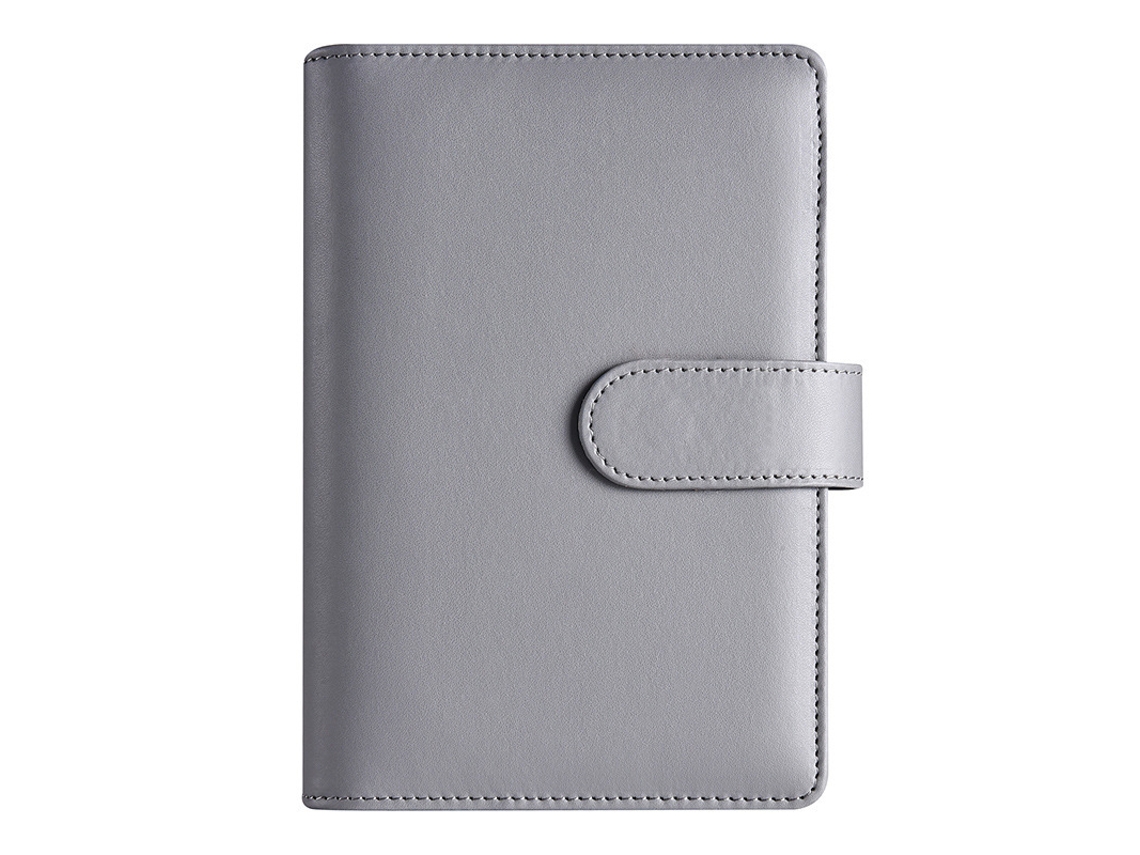 A6 Pu Leather Budget Notebook Wallet With Zipper Pouch And Envelope, Macaron Color, Gray Cover Only
