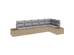 Conjunto 6 Móveis De Jardim Vidaxl Bege Vime Pe (184 X 62 X 85 Cm)