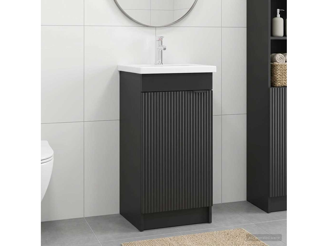 Vidaxl Gabinete De Banheiro Com Pia Preto 42 X 40 X 84,5 Cm
