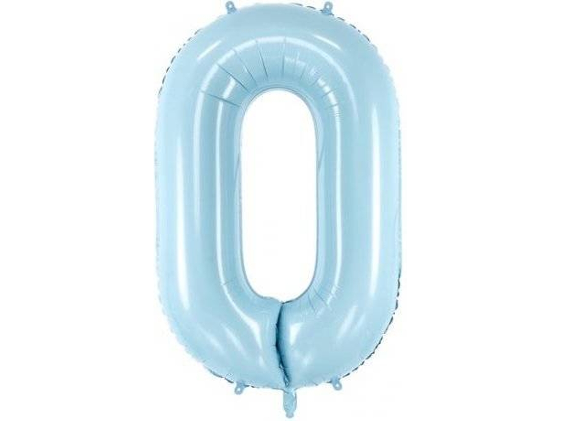 Balão PARTYDECO número 0 Foil 86cm Azul Claro