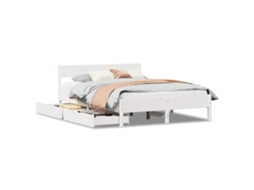 Cama Sem Colchão 140x190 cm Madeira de Pinho Maciça Branco MAISON EXCLUSIVE
