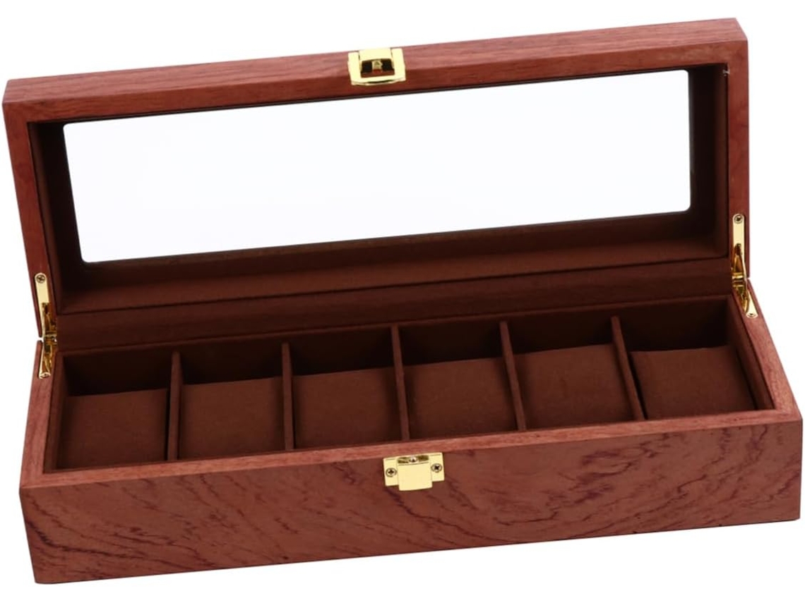 Caixa De Madeira Para Relógios (1 Peça) Com Compartimentos E Janela Transparente, Organizador Elegante E Durável.