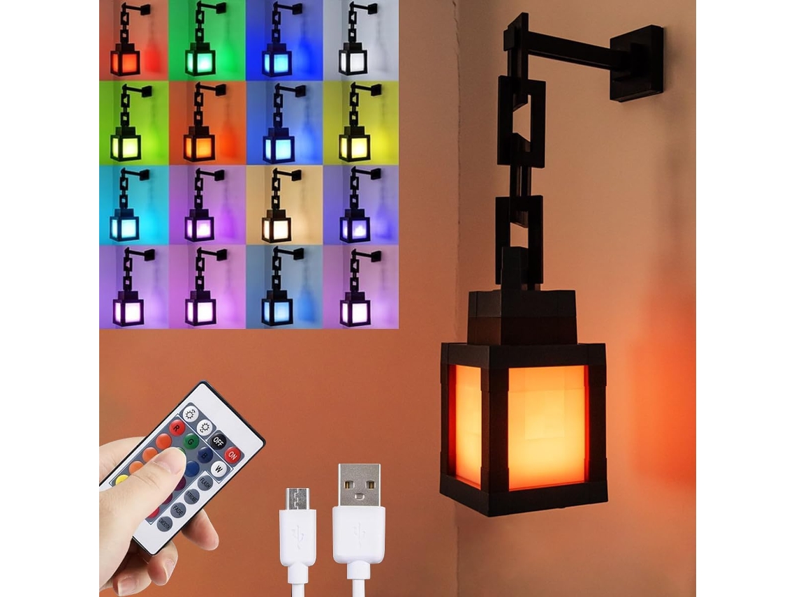 Luminária Noturna Pixelada, Controle Remoto Rgb de 16 Cores, Design Recarregável Via Usb, Abajur de Cabeceira para Cosplay BRILVIBERA
