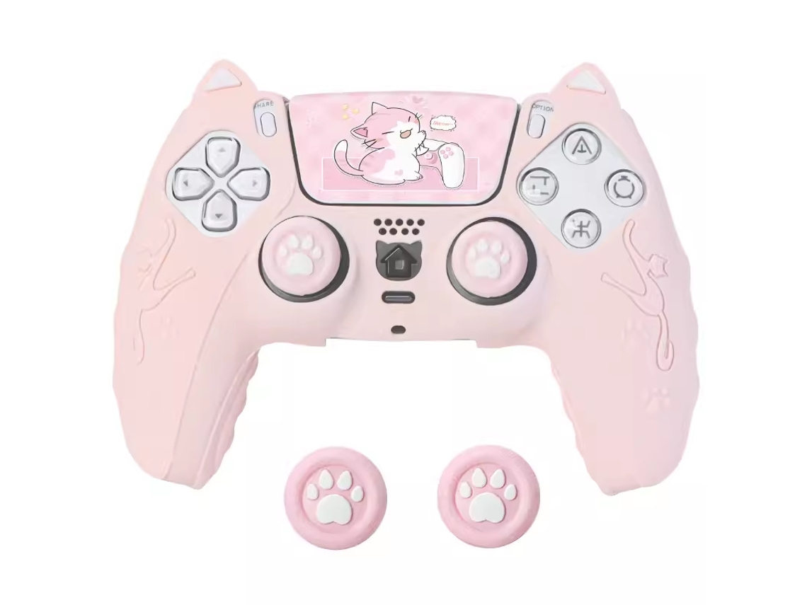 Capa Comando Para Ps5, Capa Protetora De Silicone Com Desenho Animado E Capa Para Joystick E Adesivo (rosa) Cuich