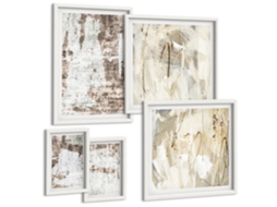 Conjunto De Pinturas Composições Abstratas Neutras Espelharte (5 Peças)