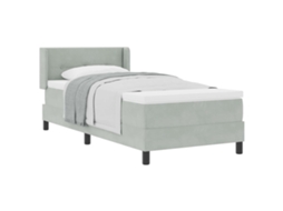 Cama De Solteiro | Camas Para Quarto | Cama Box Com Colchão Cinzento-claro 200 X 80 Cm Poliéster