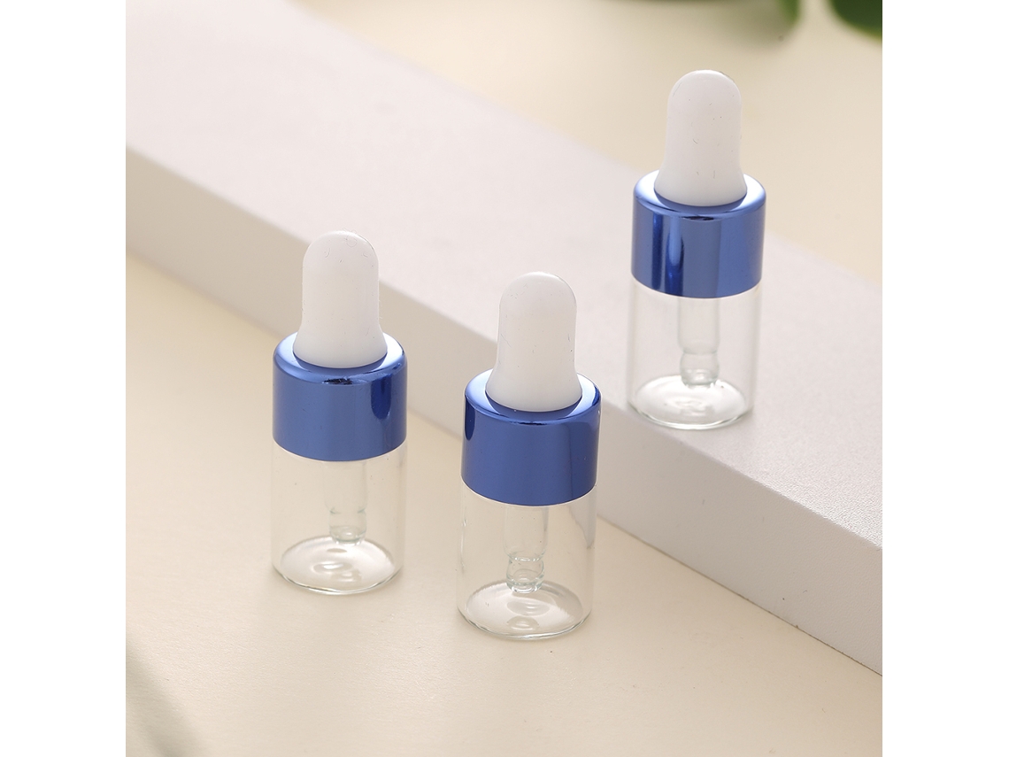 3 Frascos Conta gotas de Vidro Mini de 2 Ml, Ecológicos e Reutilizáveis MDUG (azul)