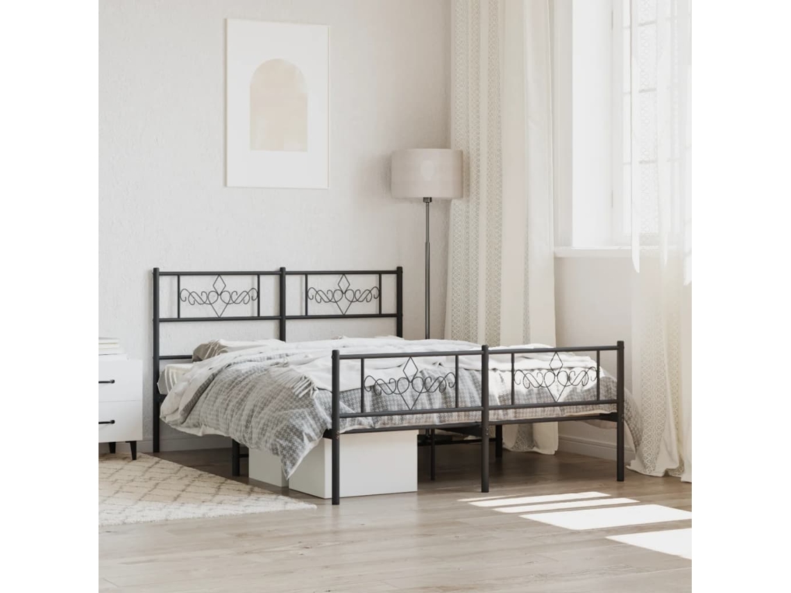 Estrutura De Cama Com Cabeceira E Pés 120x200 Cm Metal Preto