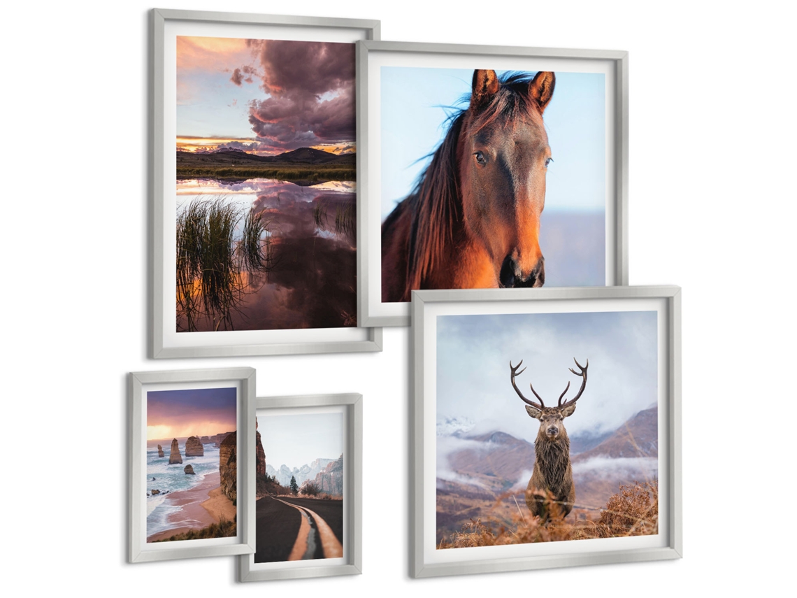 Pinturas Murais Modernas Pintura Minimalista De Pássaros Moldura Preta Quadros Para A Sala De Estar Espelharte (conjunto De 5 Imagens)
