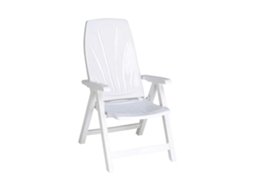 Silla Tumbona Plegable 5 Posiciones De Exterior Jardín, Patio, Playa, Camping Reclinables De Resina Reciclable (blanco)