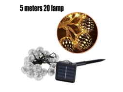 Luzes De Fio Com Bolas Marroquinas Solares Led Coloridas Para Decoração De Natal E Festivais 5m - 20 Lâmpadas Luz Cálida