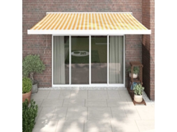 Vidaxl Toldo Retrátil 3,5x2,5 M Tecido E Alumínio Amarelo E Branco