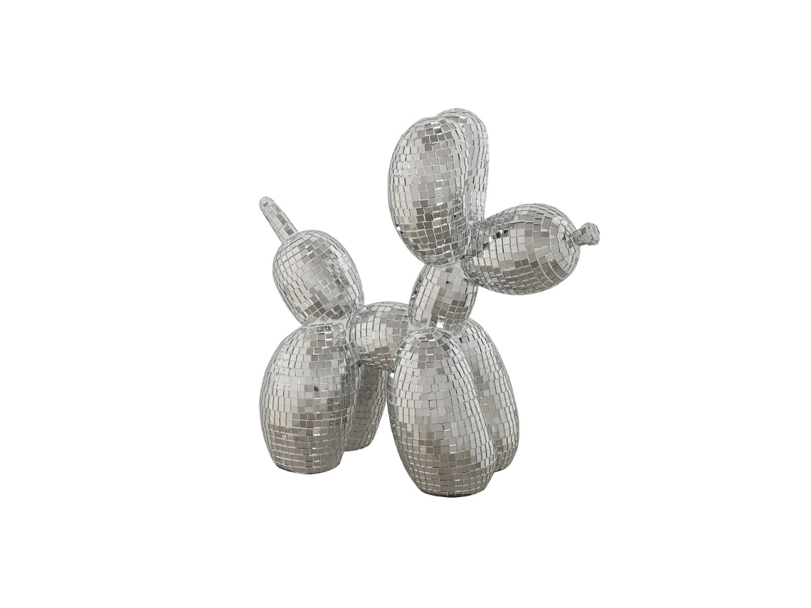 Figura Decorativa Home Esprit Prateado Cão 26 X 12 X 26 Cm