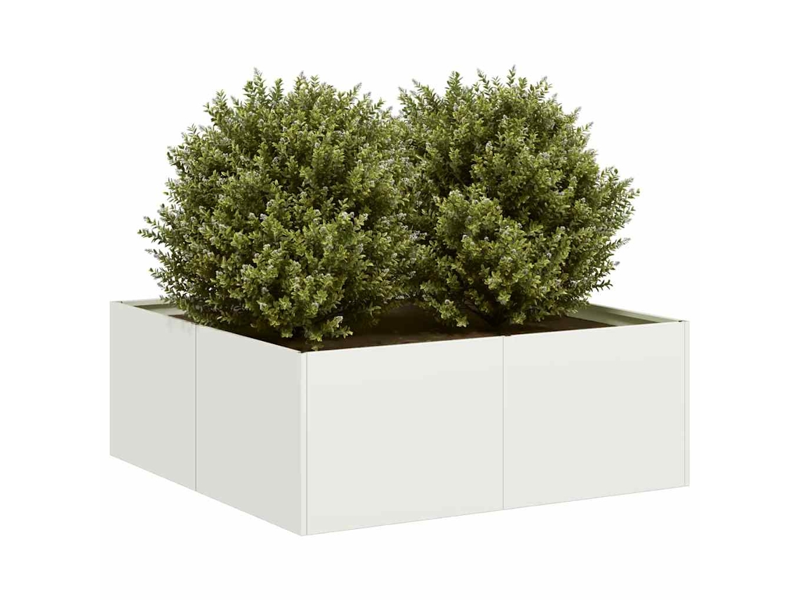 Vidaxl Vaso/floreira 80x80x30 Cm Aço Branco