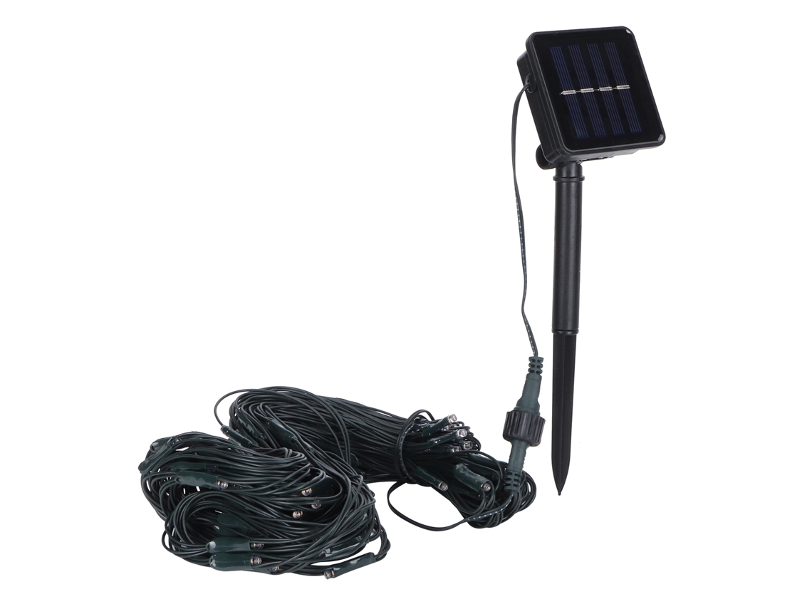 Luz de Rede Solar LED 100 LEDs 1.5m IP44 8 Modos Decorativa Externa Branca