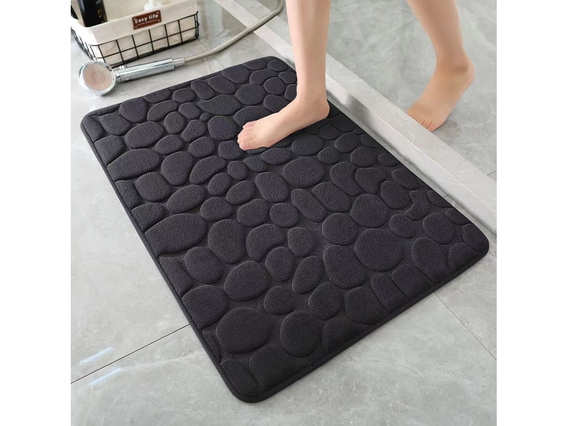 Tapete de Banheiro/tapete de Porta 3d Antiderrapante e Absorvente , com Design de Canaletas em Relevo e Secagem Rápida. MDUG (preto)