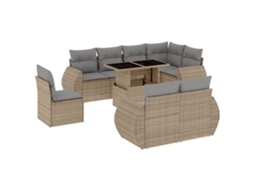 Conjunto de 9 Sofás para Jardim com Almofadões Vime Pe Bege MAISON EXCLUSIVE (90x200 cm)