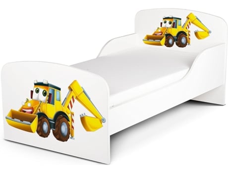 Cama Infantil com Colchão Confortável 140/70. Motivo: Senhor Escavadora. de Madeira. LEOMARK