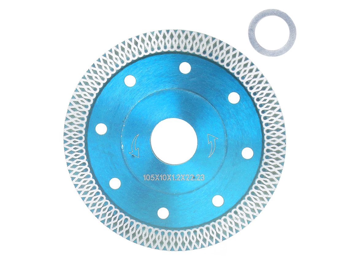 Disco de serra diamantado de 4 polegadas para cortar azulejos, cerâmica, granito, mármore e tijolos, polido azul.