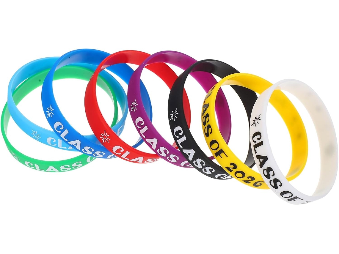 Conjunto Uonlytech com 8 pulseiras de silicone para formatura, acessórios para festas de formatura, pulseiras de silicone