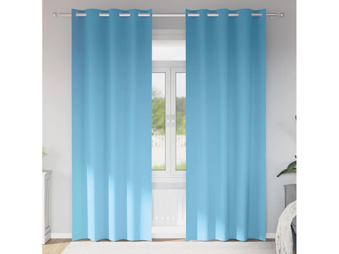 Vidaxl Cortinas Blackout Com Argolas 2 Unid. Azul-claro 225 X 140 Cm