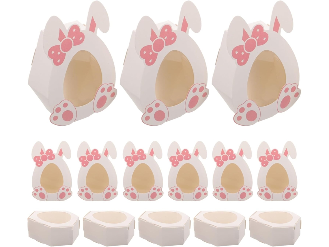 Caixas De Doces Para Lembrancinhas Páscoa Abaodam, Caixa De Papel Dobrável Com Estampa Coelho Rosa, 10 Unidades, Porta