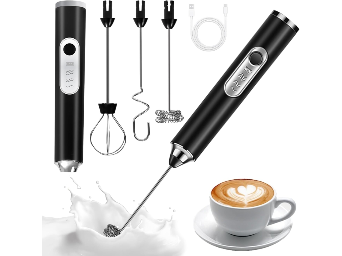 ESPUMADOR ELÉTRICO DE LEITE AQUAFORGE portátil, recarregável usb, 3 velocidades